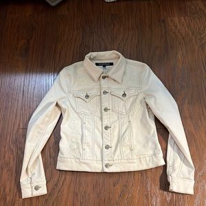 Driftwood ivory embroidered jean jacket. Medium. Like new